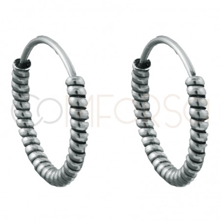 Sterling silver 925 hoops with coiled wire 14mm