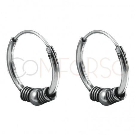 Sterling silver 925 hoops with bead and four rings 12mm