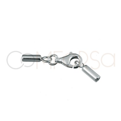 Mosquetón con terminal de tubo redondo 2.1 mm (interior) plata 925