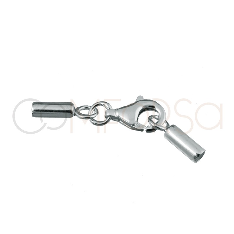 Cierre con mosquetón y tapones 3.1 mm Plata 925