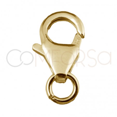 Sterling Silver 925 Gold-plated Round Lobster clasp with jumpring 5x8 mm