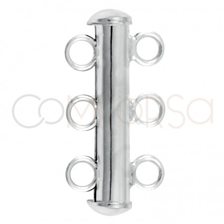 Sterling silver 925 Tube clasp 3 rows