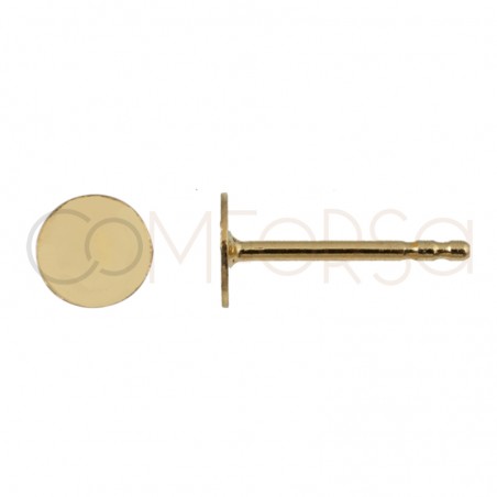 Gold-plated sterling silver 925 ear post with flat pad 8 mm