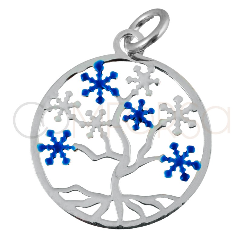 Colgante árbol copos de nieve plata 925