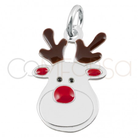 Sterling silver 925 reindeer pendant with enamel 10x15mm