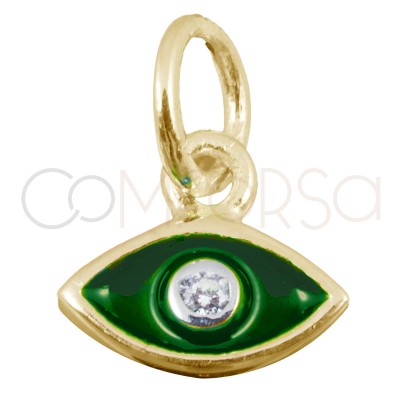 Sterling silver 925 green eye pendant with zirconia 7.9x7mm