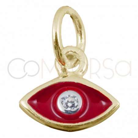 Gold-plated sterling silver 925 red eye pendant with zirconia 7.9x7mm