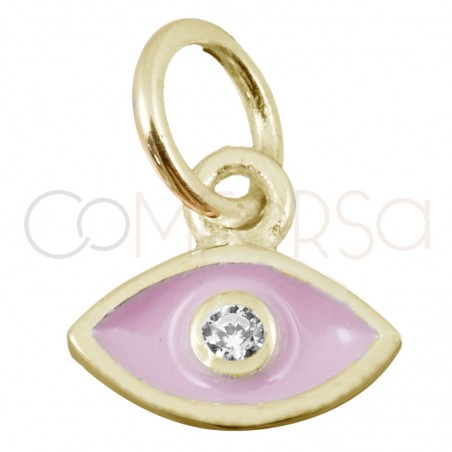 Sterling silver 925 pink eye pendant with zirconia 7.9x7mm