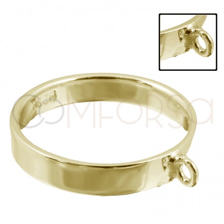 Gold-plated sterling silver 925 plain ring with jumpring