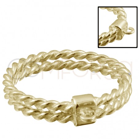 Gold-plated sterling silver 925 double curly ring with jumpring 3.5mm