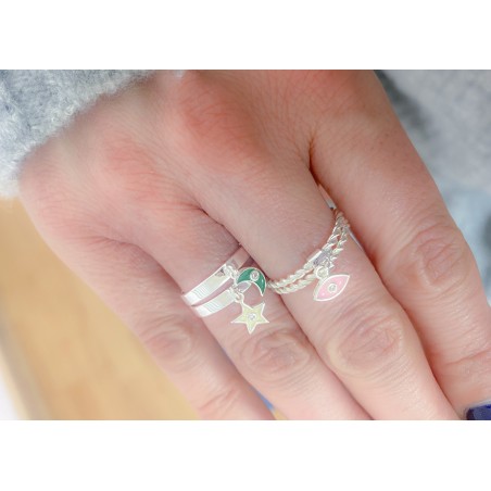 Sterling silver 925 pink star with zirconia 8x10mm