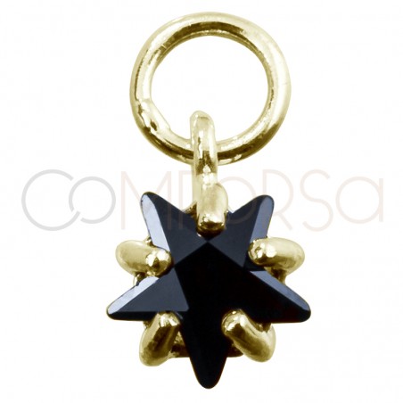 Gold-plated sterling silver 925 jet zirconia star pendant 6mm