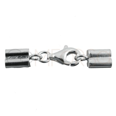 Terminal doble tubo con mosquetón 2.1mm (interior ) plata 925