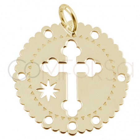 Sterling silver 925 pendants with cross and star 20mm
