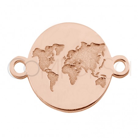 Entrepieza mundo bajo relieve 11mm plata chapada en oro rosa