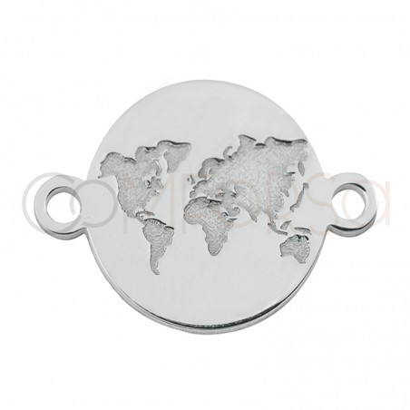 Sterling silver 925 low relief world connector 11mm