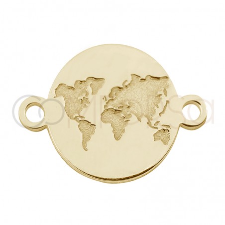 Entrepieza mundo bajo relieve 11mm plata chapada en oro