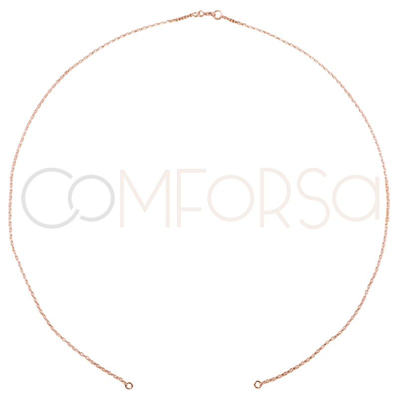 Cadena forzada con anillas centrales 40 cm plata chapada oro rosa