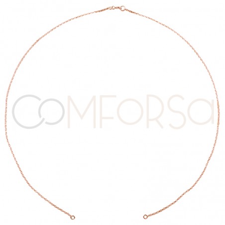 Sterling silver 925 rose gold-plated forçat chain with central jumprings 40cm