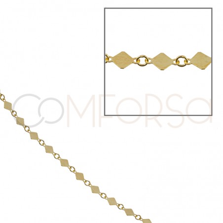 Gold-plated sterling silver 925 rhombus chain 4mm (by the foot)