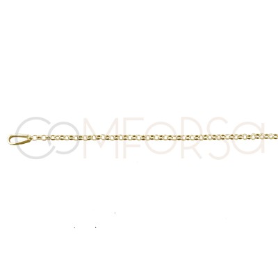 Cadena rolo diamantada 1.5mm ext. plata 925 chapada en oro