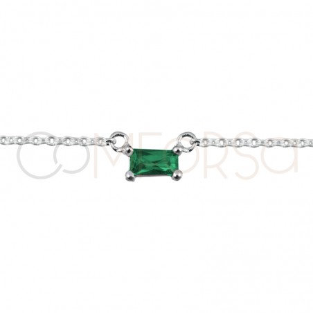 Sterling silver 925 choker with green rectangular zirconium