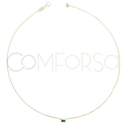 Sterling silver 925 choker with green rectangular zirconium