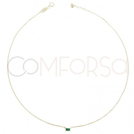 Sterling silver 925 choker with green rectangular zirconium