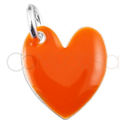 Colgante corazón esmalte Orange Tiger 10x12mm plata 925