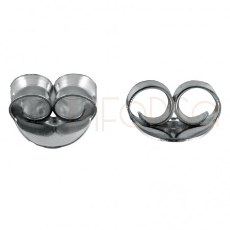Rhodium-plated sterling silver 925 ear nut 7mm