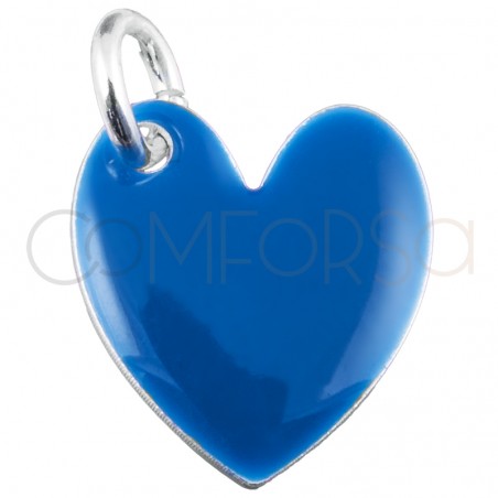Gold-plated sterling silver 925 enameled Blue Sapphire heart pendant 10x12mm