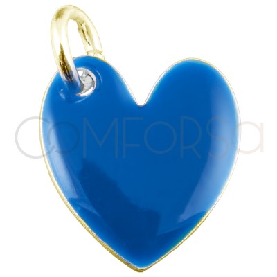 Colgante corazón esmalte Blue Sapphire 10x12mm plata 925 chapada en oro