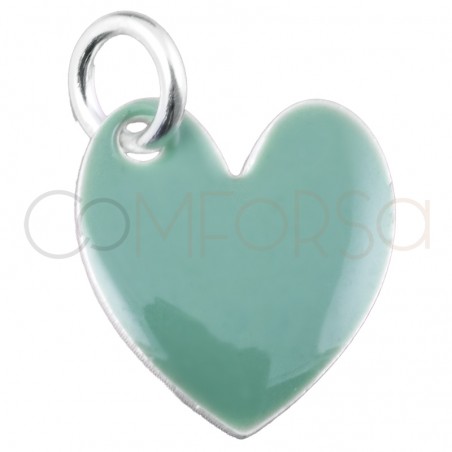 Sterling silver 925 enamelled emerald heart pendant 10x12mm