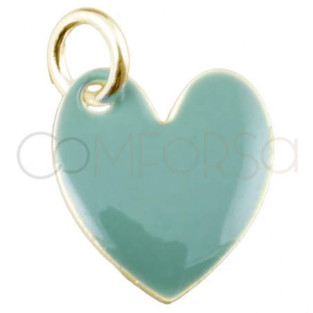 Gold-plated sterling silver 925 enameled emerald heart pendant 10x12mm