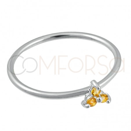 Sterling silver 925 ring with 3 yellow zirconias