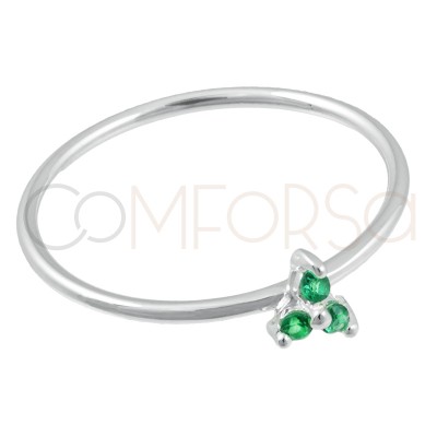 Anillo 3 circonias Emerald...
