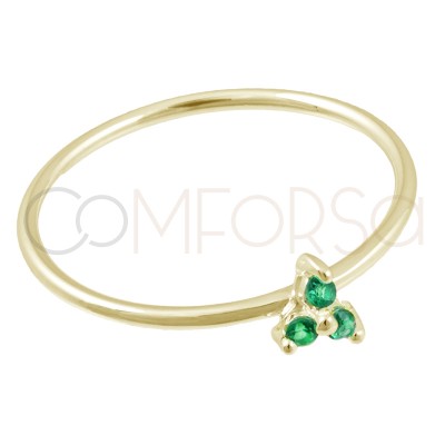 Anillo 3 circonias Emerald plata 925