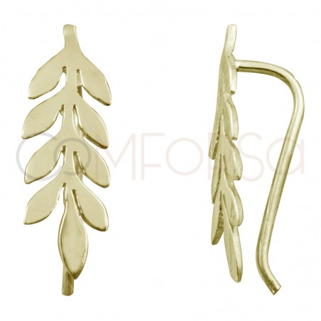 Sterling silver 925 gold-plated laurel ear crawler 7.5x23 mm