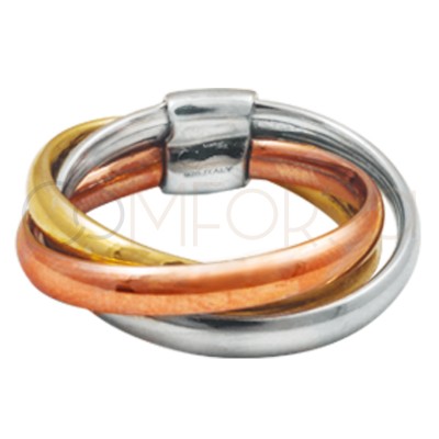 Anillo tricolor entrelazado 2.6 mm plata 925