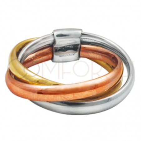 Anillo tricolor entrelazado 2.6 mm plata 925