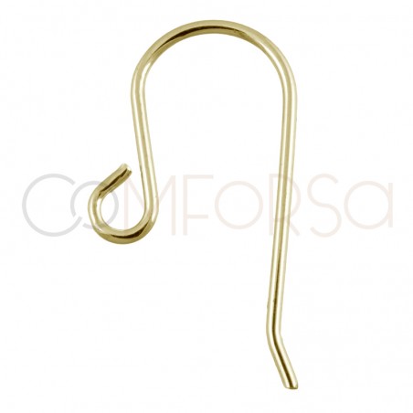 Sterling Silver 925 Gold Plated hook earring with open ring 11 x 20 mm