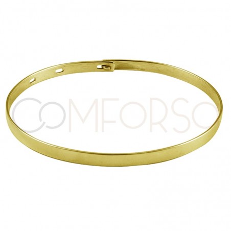 Sterling silver 925 gold-plated smooth oval adjustable bracelet