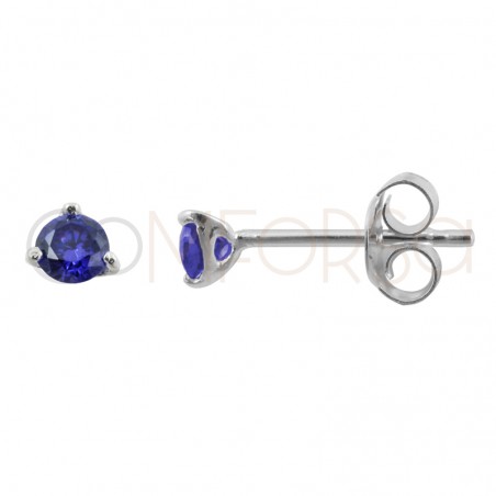 Arete circonia 3mm Violet plata 925