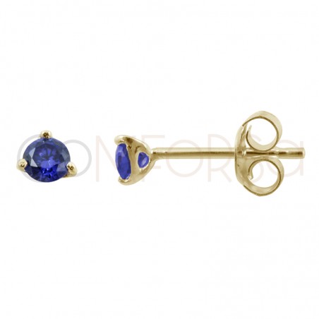 Gold-plated sterling silver 925 violet zirconium earring 3mm