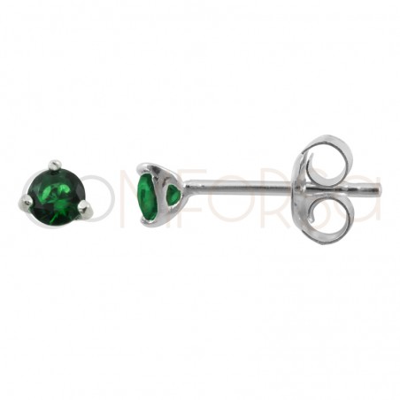 Gold-plated sterling silver 925 green zirconium earring 3mm