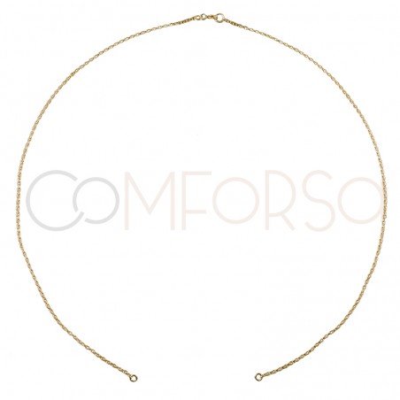 Sterling silver 925gold-plated forçat chain with central jump rings 40cm
