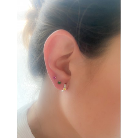 Arete circonia 3mm Ruby plata 925