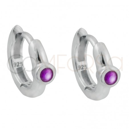 Pendiente aro circonita Ruby 12mm plata 925 chapada en oro