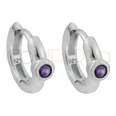 Arracada circonia Amethyst 12mm plata 925 chapado en oro