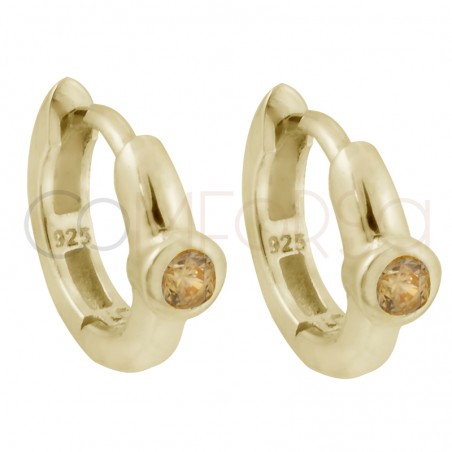 Sterling silver 925 yellow zirconium hoop earrings 12mm